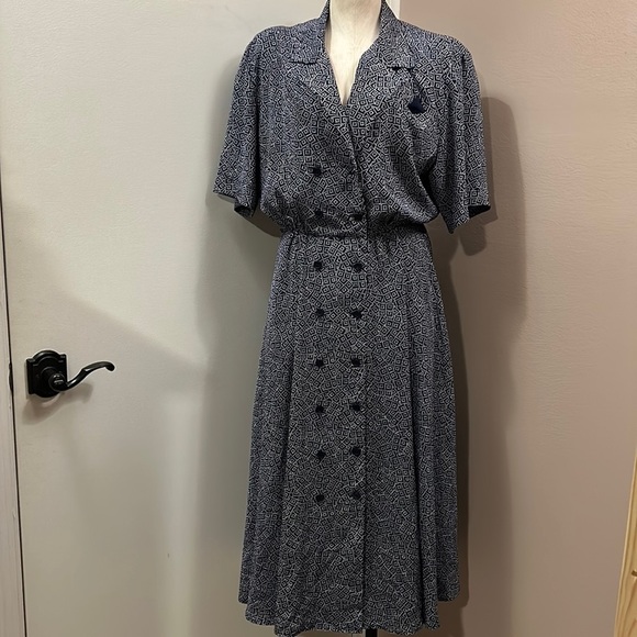 VINTAGE Liz Claiborne Double Chested Aline Maxi Dress size 12 - Picture 1 of 10